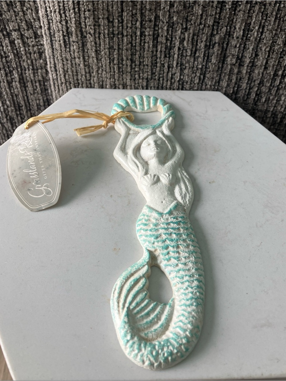 Vintage Retro Style Solid Cast Iron Painted MERMAID Bottle Opener Bat Tool 7.75”